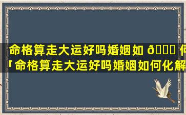 命格算走大运好吗婚姻如 🐟 何「命格算走大运好吗婚姻如何化解」